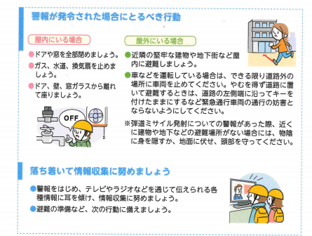 警報が発令されたら場合にとるべき行動