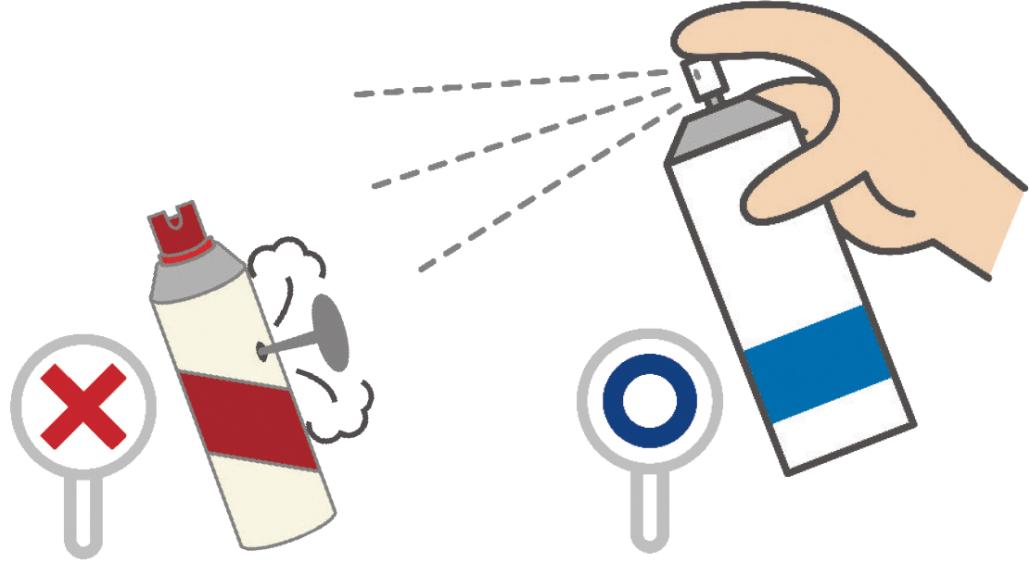 スプレー缶処理注意喚起図