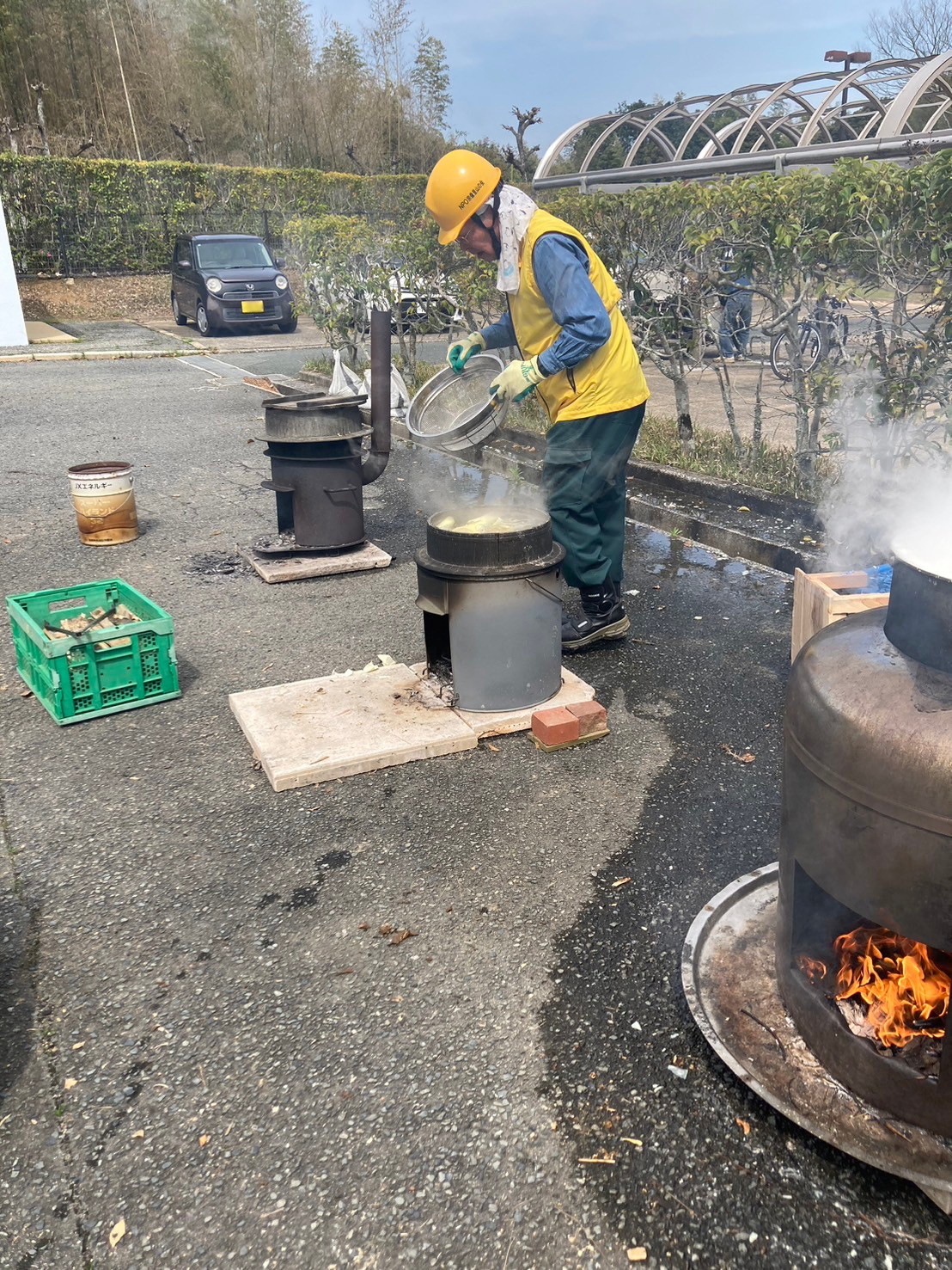 会員の方が茹でてくれたたけのこ。おいしそう！